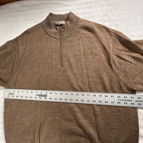 Peter Millar Mens Brown Merino Wool Quarter-Zip Sweater XL Pullover Long Sleeve - Picture 7 of 8